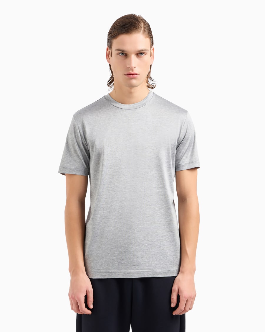 The world of armani T-SHIRT IN JERSEY RASATO DI MISTO SETA E COTONE Convenienza