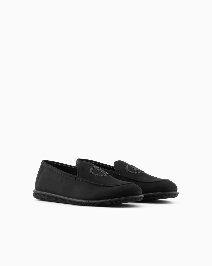 The world of armani MOCASSINI IN SUEDE CON LOGO RICAMATO Offerta