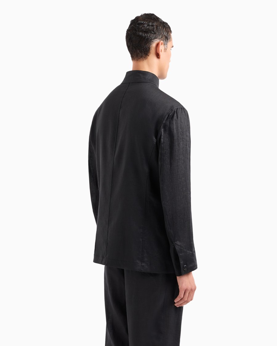 The world of armani GIACCA MONOPETTO IN TELA DI LINO In Vendita