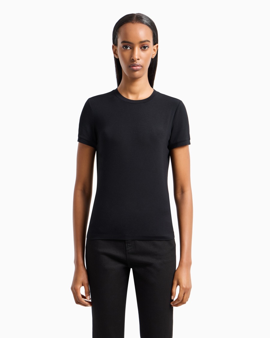 The world of armani T-SHIRT IN JERSEY DI VISCOSA STRETCH Vendita Calda