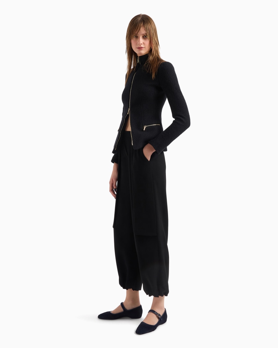 The world of armani GIACCA CON ZIP IN COTONE LANA E CASHMERE DOUBLE Saldi Di Fabbrica