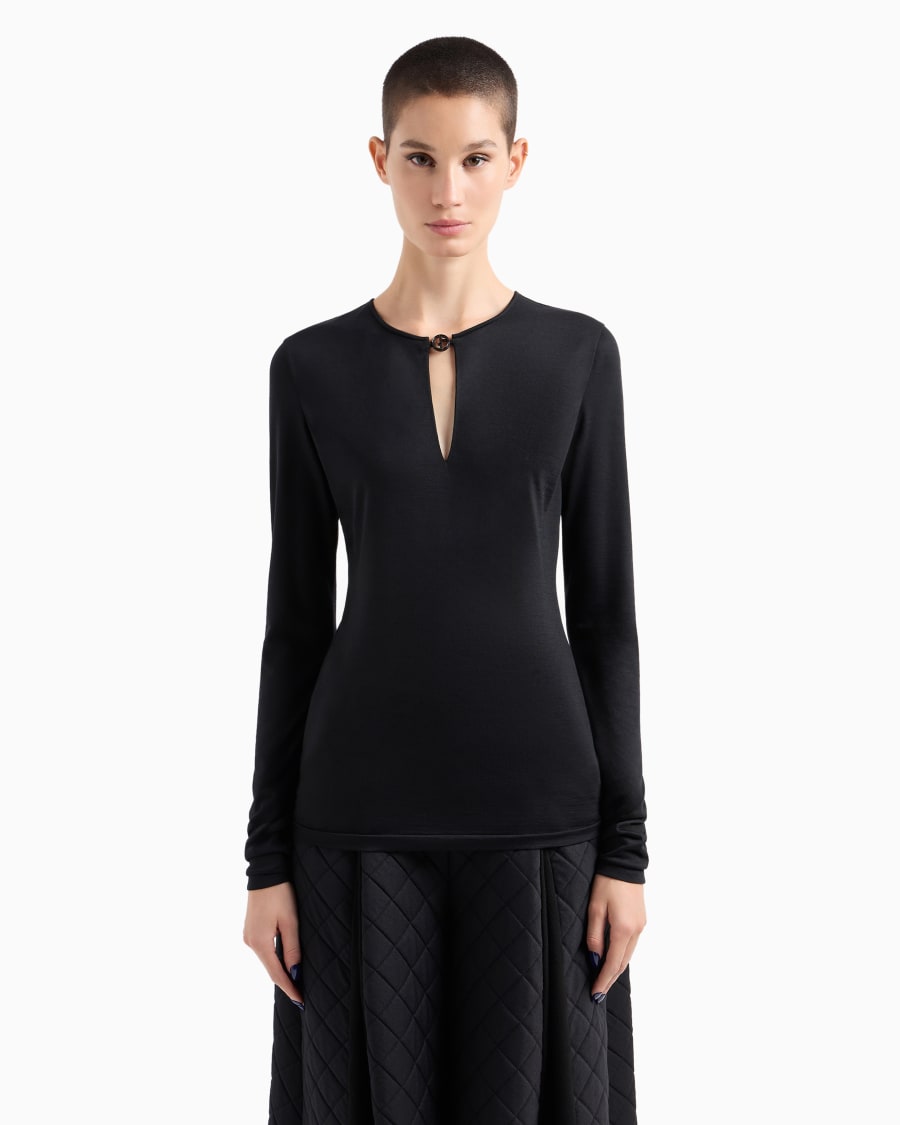 The world of armani MAGLIA A MANICHE LUNGHE IN JERSEY DI LANA Comprare a buon mercato