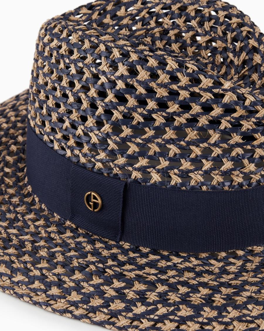 The world of armani CAPPELLO INTRECCIATO CON NASTRO Grande vendita