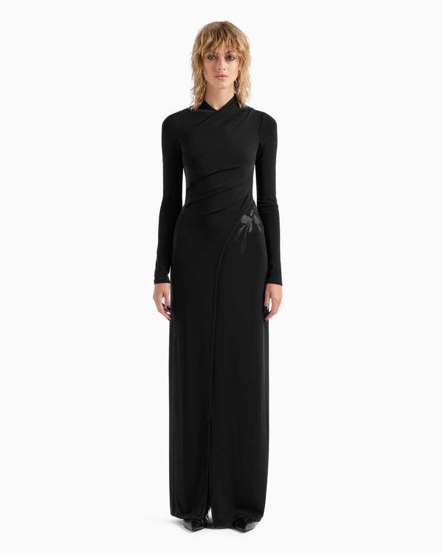 The world of armani ABITO LUNGO IN JERSEY DI VISCOSA STRETCH CON STRASS ASV Vendite stagionali