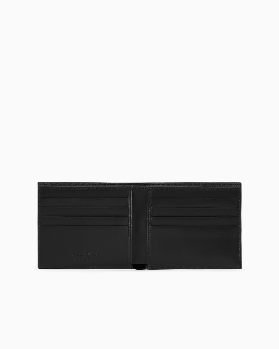 The world of armani PORTAFOGLIO BIFOLD IN NAPPA CON LOGO RICAMATO Offerte esclusive