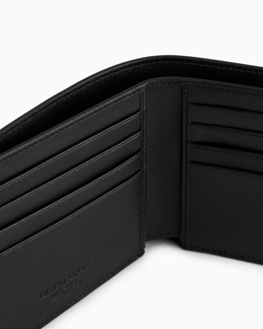 The world of armani PORTAFOGLIO BIFOLD IN NAPPA CON LOGO RICAMATO Offerte esclusive