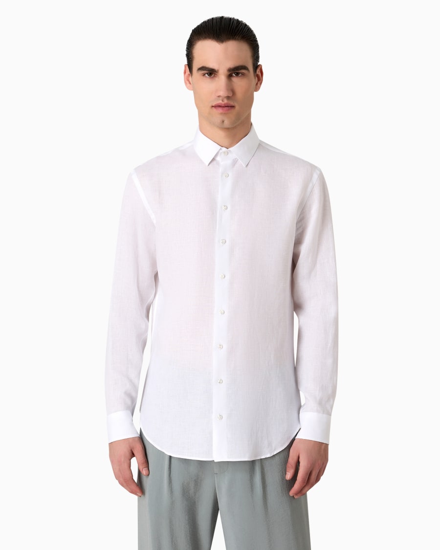 The world of armani CAMICIA REGULAR FIT IN LINO Grandi sconti