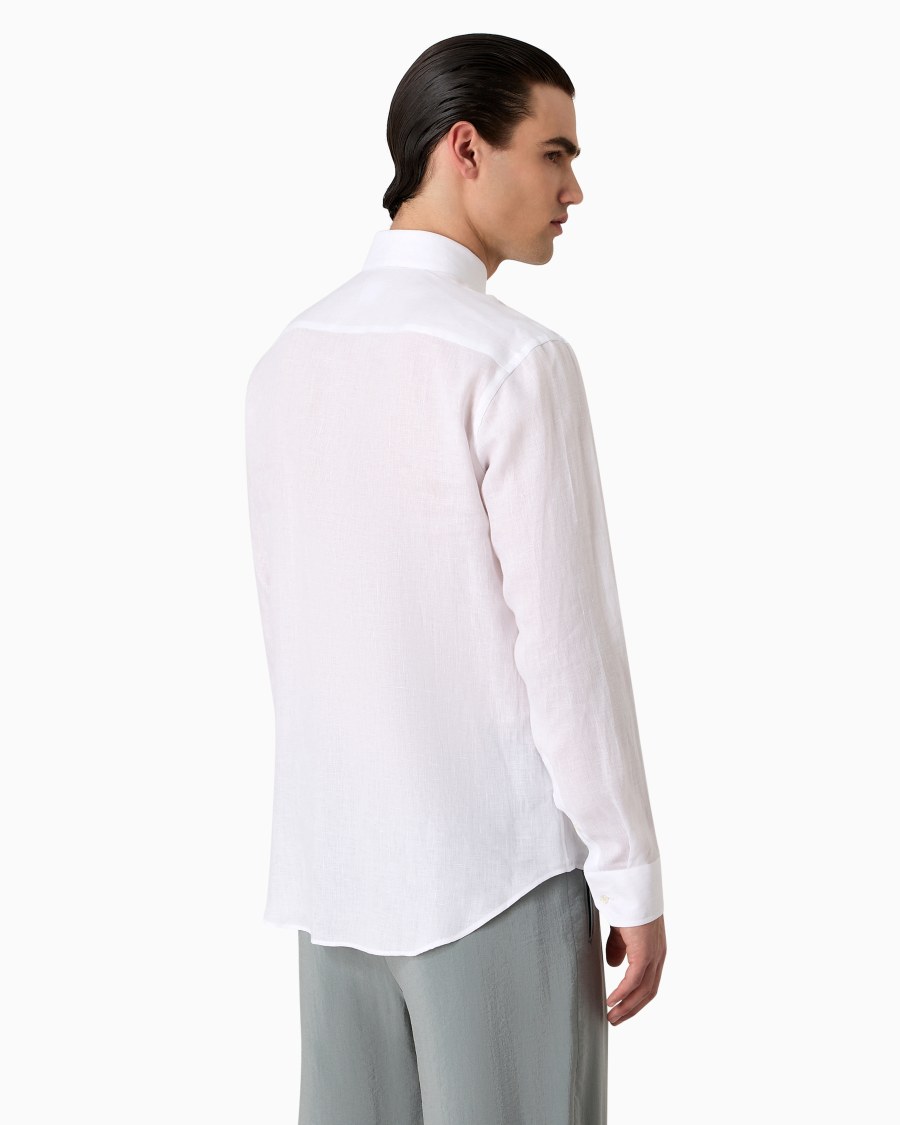 The world of armani CAMICIA REGULAR FIT IN LINO Grandi sconti