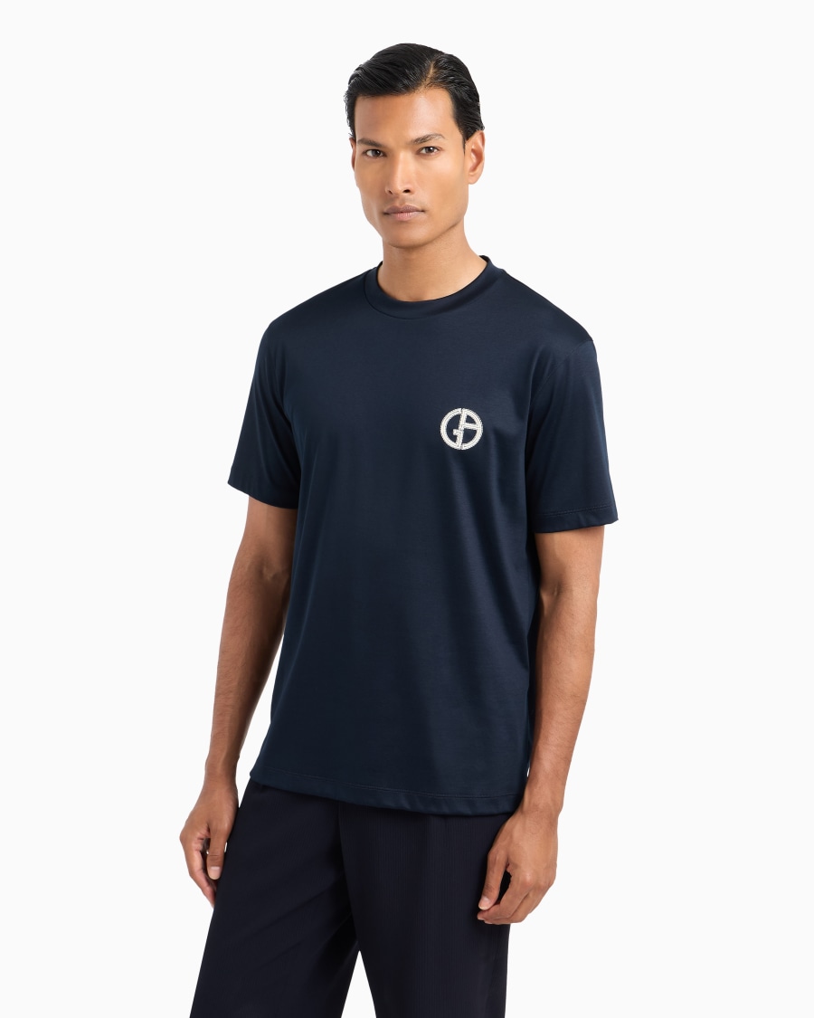 The world of armani T-SHIRT GIROCOLLO IN INTERLOCK DI COTONE Comprane uno, ottenene uno gratis