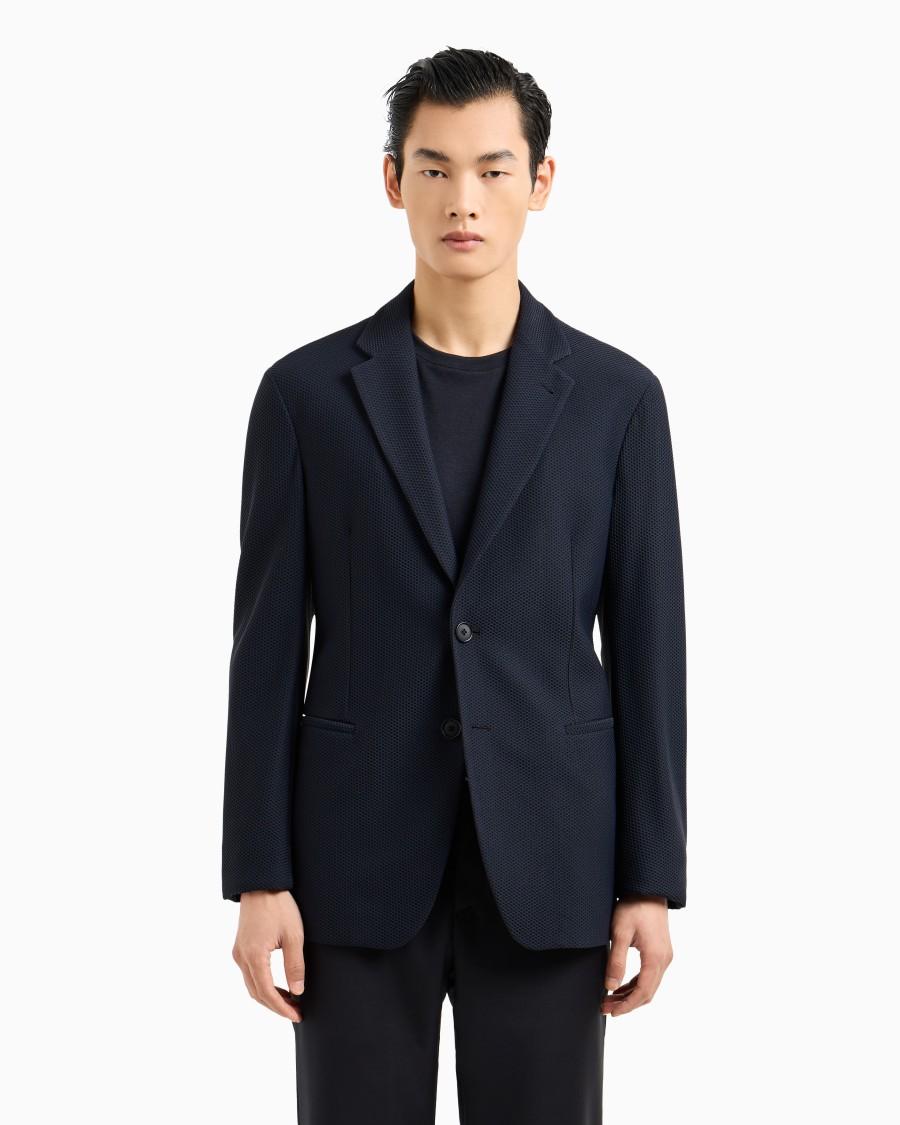 The world of armani GIACCA MONOPETTO IN GAUFRÉ TECNICO Sconti VIP