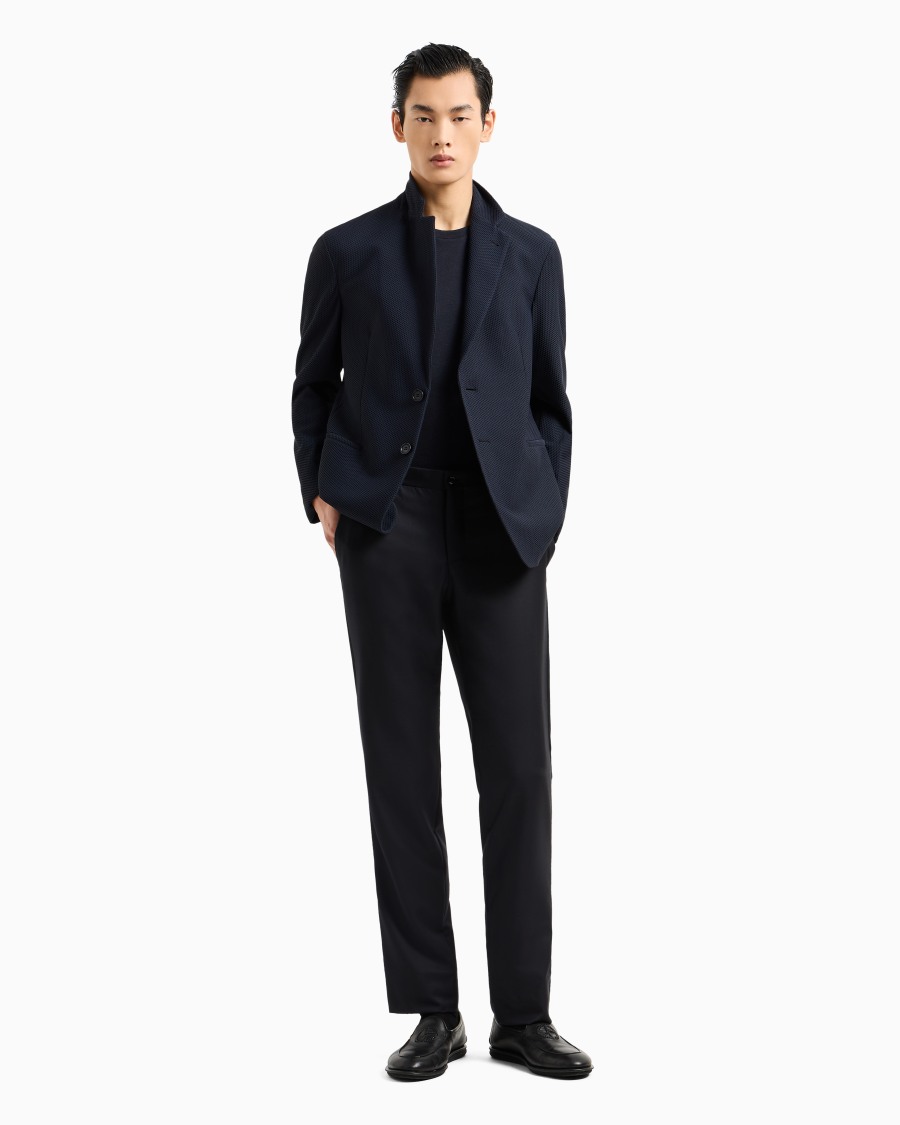 The world of armani GIACCA MONOPETTO IN GAUFRÉ TECNICO Sconti VIP
