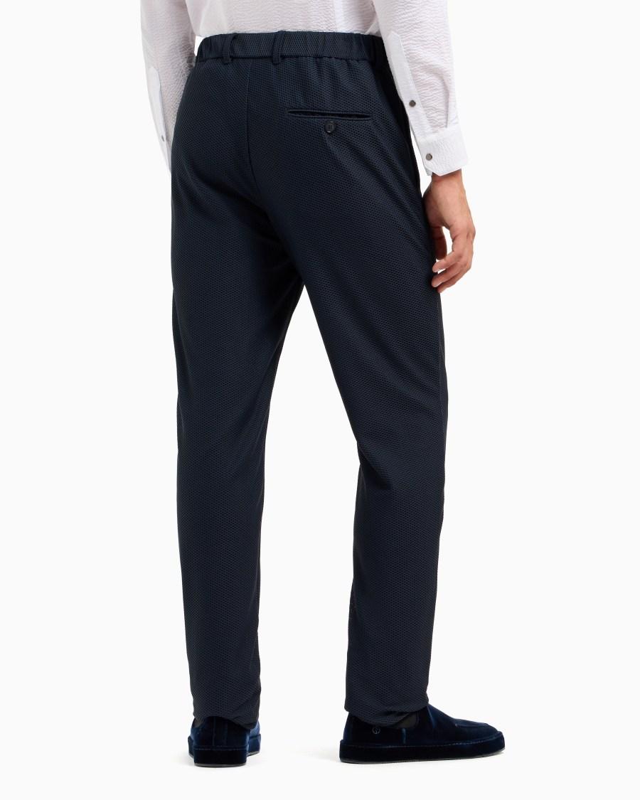 The world of armani PANTALONI FLAT FRONT IN GAUFRÉ TECNICO Prezzo basso