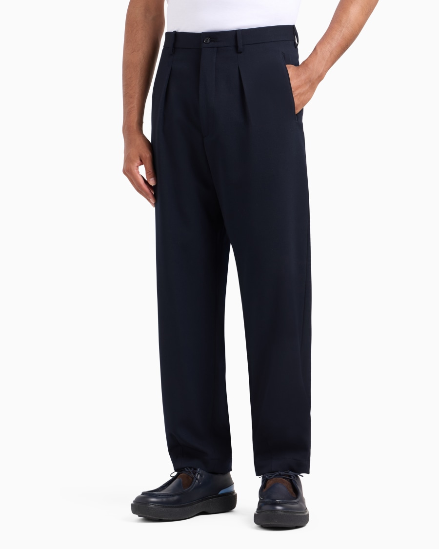 The world of armani PANTALONI A UNA PINCE IN LANA VERGINE STRETCH Super Saving Price