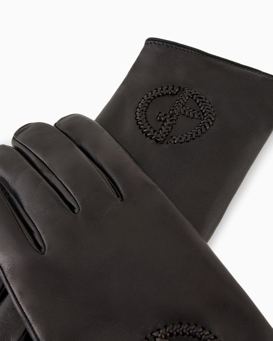 The world of armani GUANTI IN NAPPA CON LOGO RICAMATO Ritorno libero