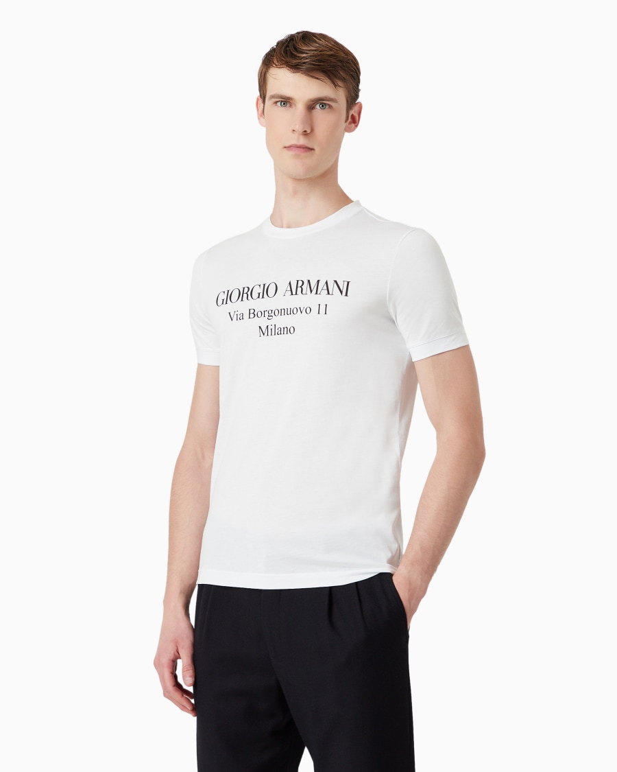 The world of armani T-SHIRT GIROCOLLO BORGONUOVO 11 IN JERSEY DI COTONE PIMA Ultimi tre giorni