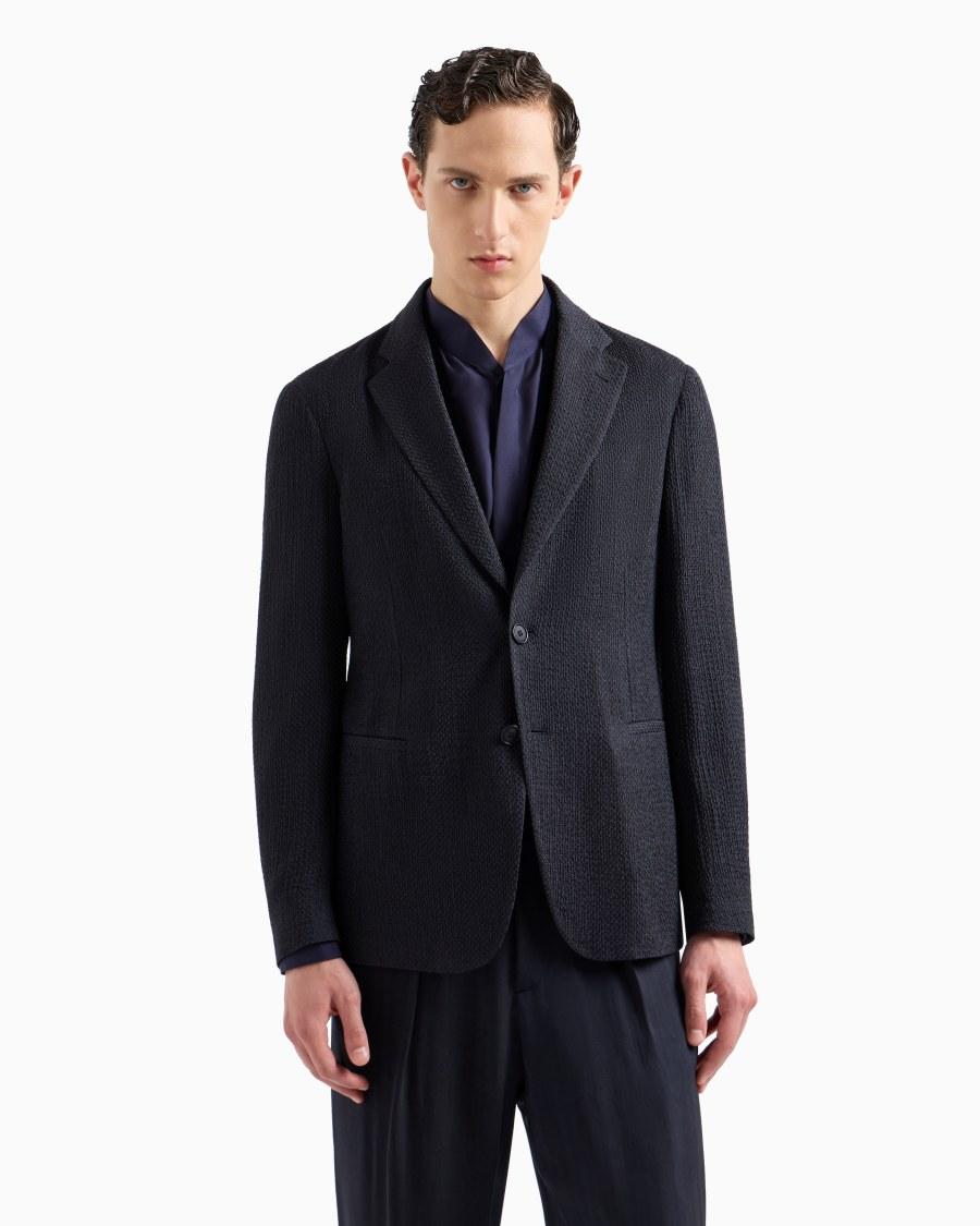 The world of armani GIACCA MONOPETTO IN MISTO CUPRO EFFETTO MESH Latest stili
