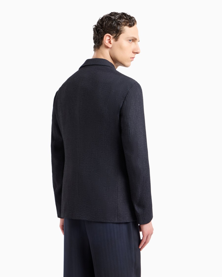 The world of armani GIACCA MONOPETTO IN MISTO CUPRO EFFETTO MESH Latest stili