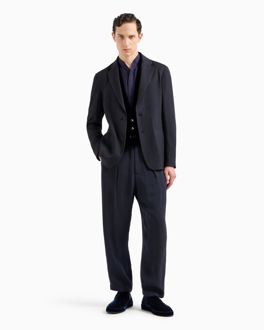 The world of armani GIACCA MONOPETTO IN MISTO CUPRO EFFETTO MESH Latest stili