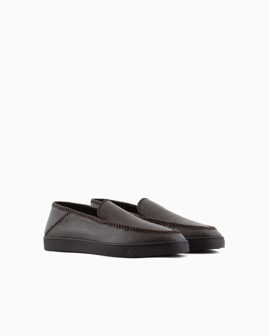 The world of armani GALLERIA 3 SLIP-ON IN CERVO CON INFILATURE Fino al 50% di sconto
