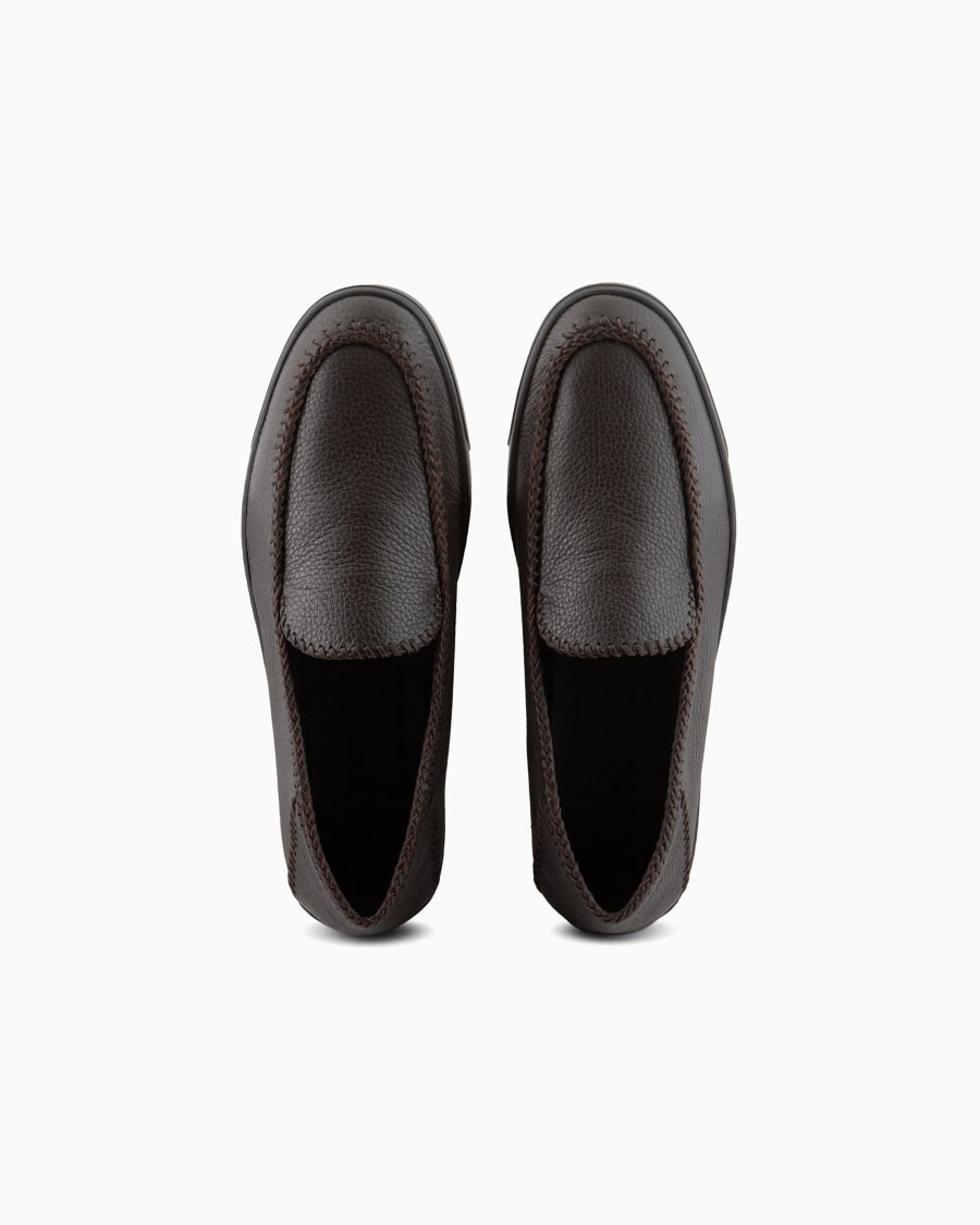 The world of armani GALLERIA 3 SLIP-ON IN CERVO CON INFILATURE Fino al 50% di sconto