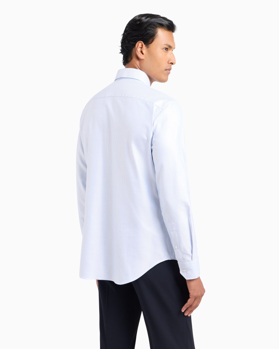 The world of armani CAMICIA REGULAR FIT IN COTONE MICROARMATURATO Sostegno trimestrale