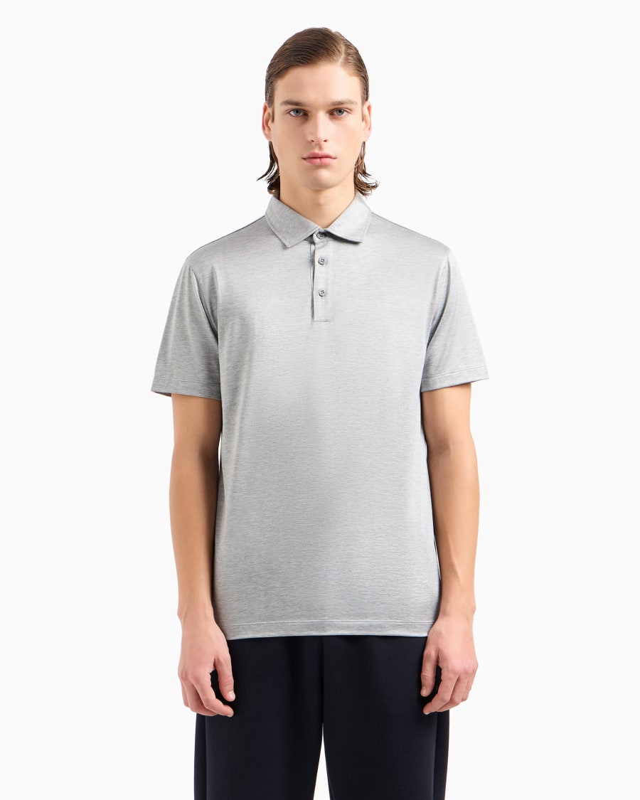 The world of armani POLO IN JERSEY DI SETA E COTONE MELANGE Discount Store per i nuovi prodotti