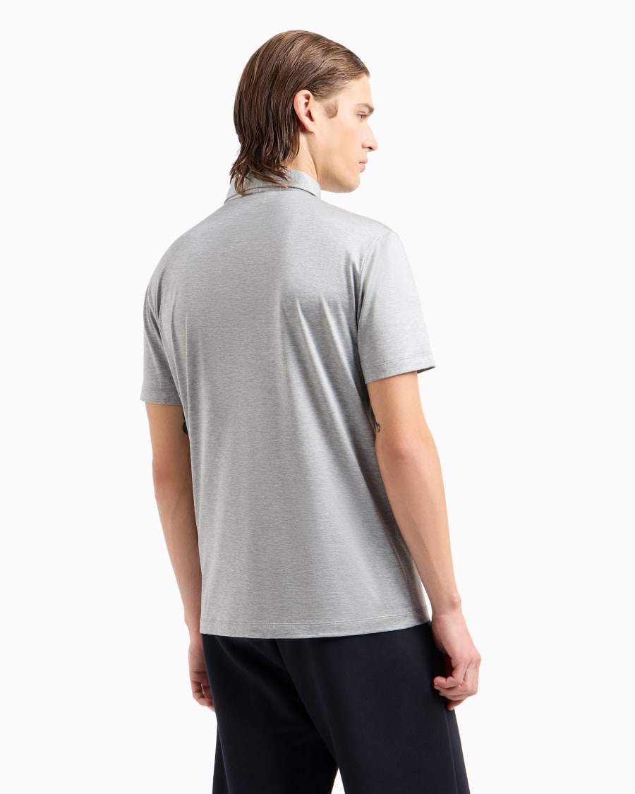 The world of armani POLO IN JERSEY DI SETA E COTONE MELANGE Discount Store per i nuovi prodotti