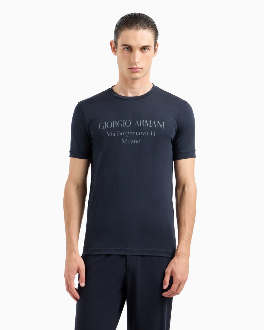 The world of armani T-SHIRT GIROCOLLO BORGONUOVO 11 IN JERSEY DI COTONE PIMA Enormi sconti