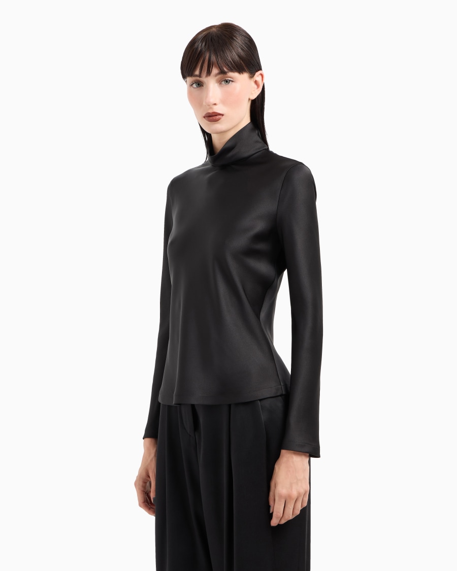 The world of armani BLUSA A MANICHE LUNGHE IN DOPPIO RASO DI SETA Nuovo