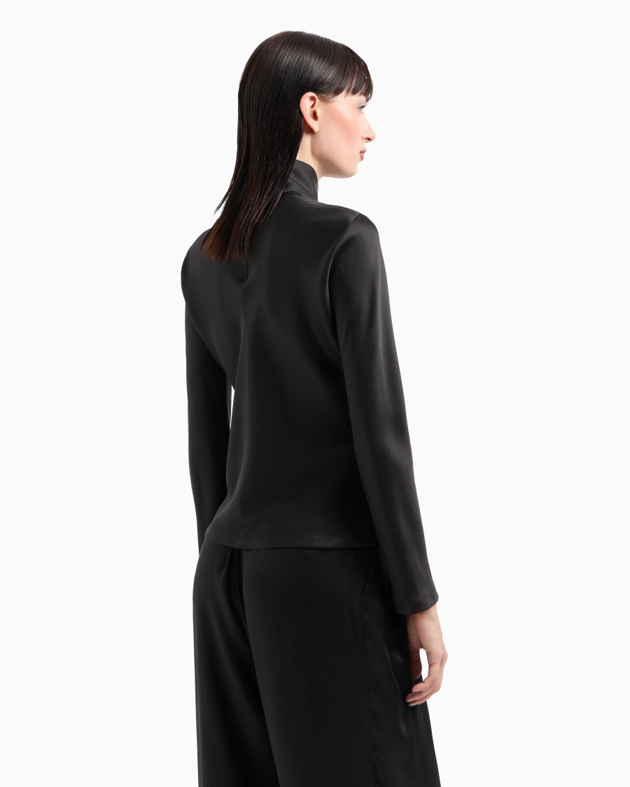 The world of armani BLUSA A MANICHE LUNGHE IN DOPPIO RASO DI SETA Nuovo