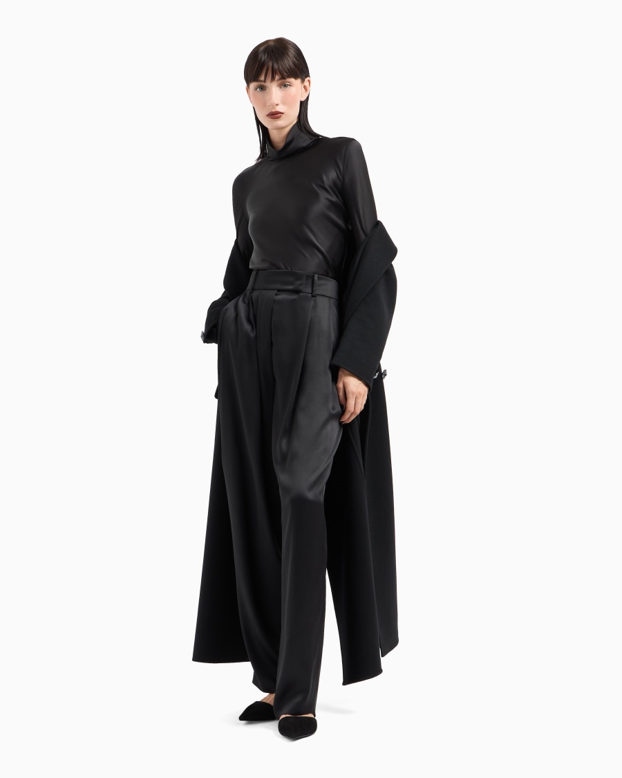 The world of armani BLUSA A MANICHE LUNGHE IN DOPPIO RASO DI SETA Nuovo