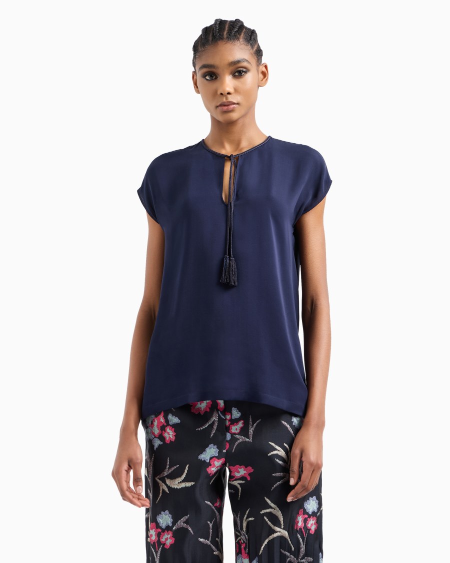 The world of armani BLUSA IN DOPPIA GEORGETTE DI SETA Promozione