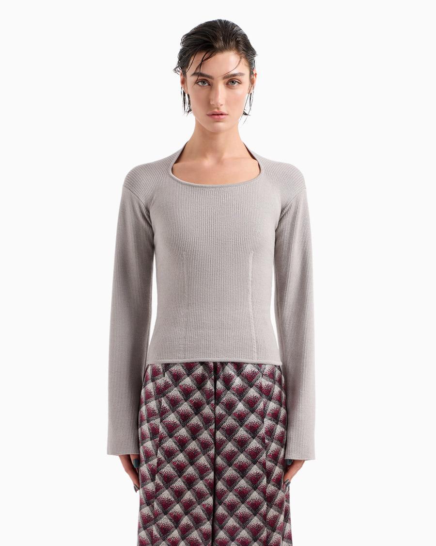 The world of armani MAGLIA IN LANA E VISCOSA A COSTE Spedizione Gratuita