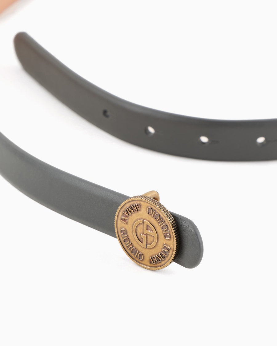 The world of armani CINTURA SOTTILE IN PELLE CON ARDIGLIONE TONDO Consegna Veloce