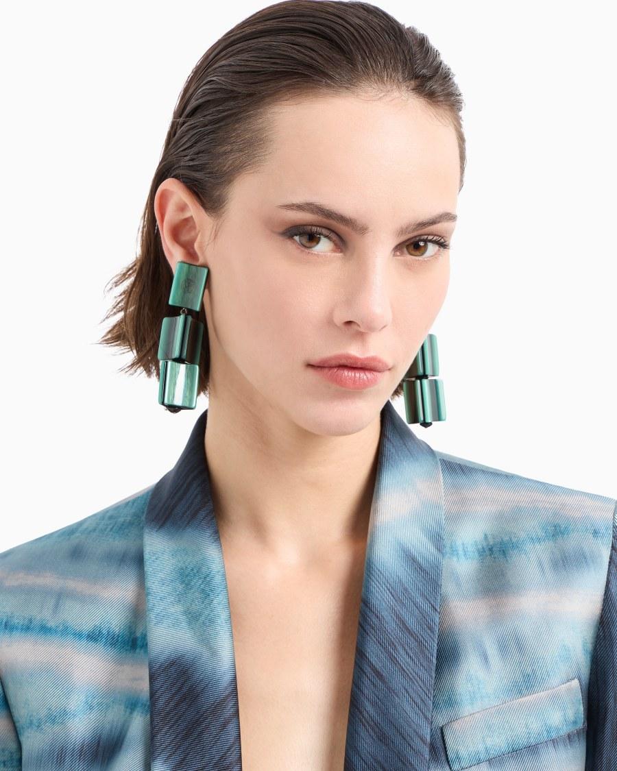 The world of armani ORECCHINI A CLIP CON PENDENTI IN RESINA Fino Al -60%