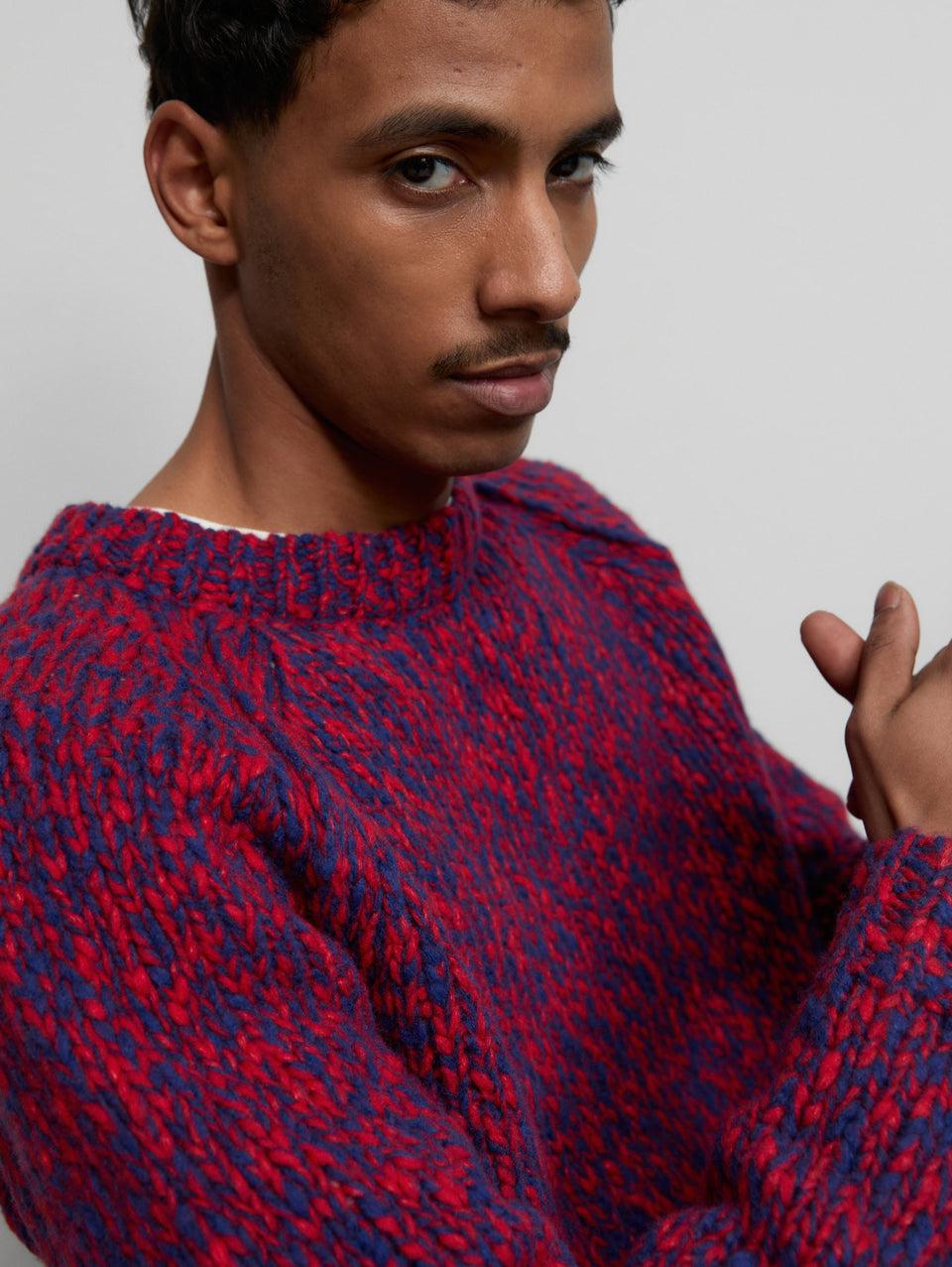 CLOSED Maglione in Lana Mouliné Rosso/Blu Online