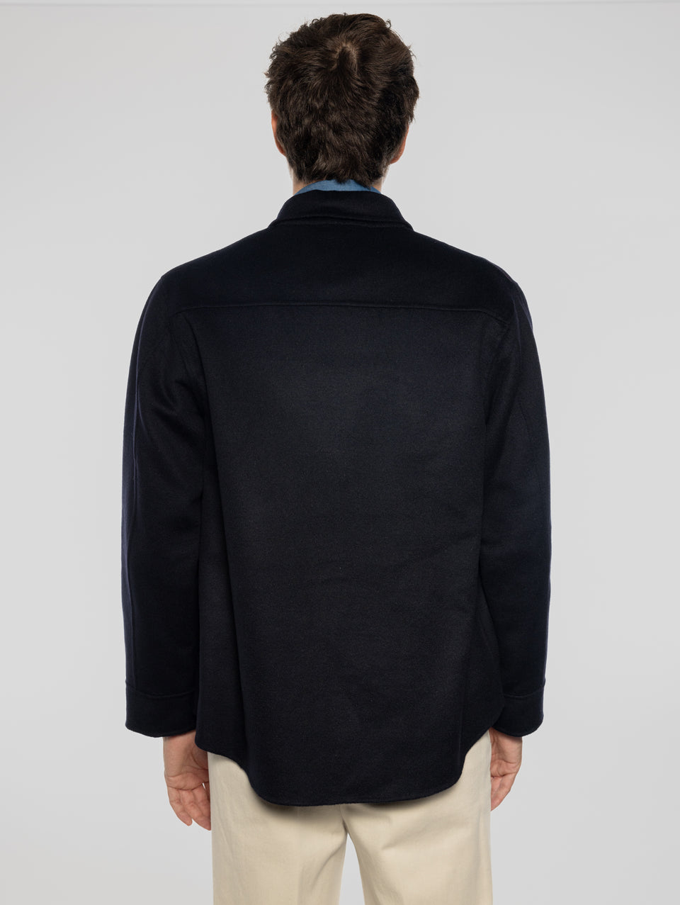 PALTò Overshirt in Panno Double Sasha Blu In Vendita