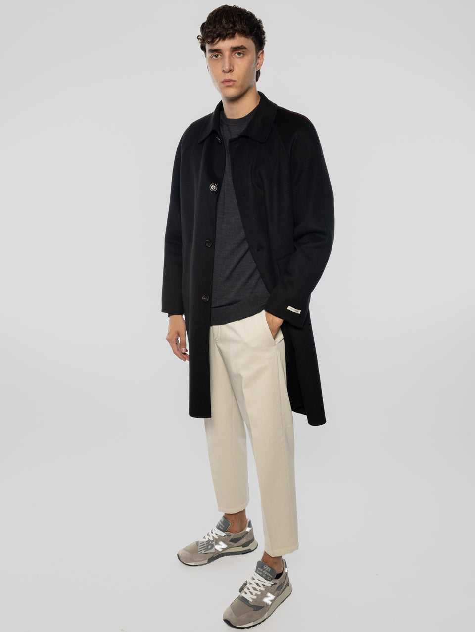 PALTò Cappotto Lungo in Double Marcello Nero Saldi
