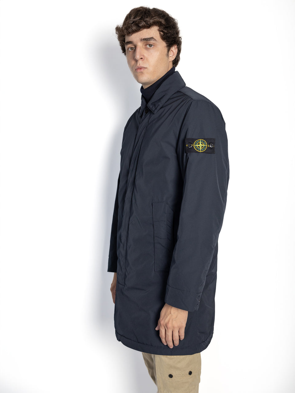 STONE ISLAND Cappotto in Micro Twill con Imbottitura Blu Vendita Economica