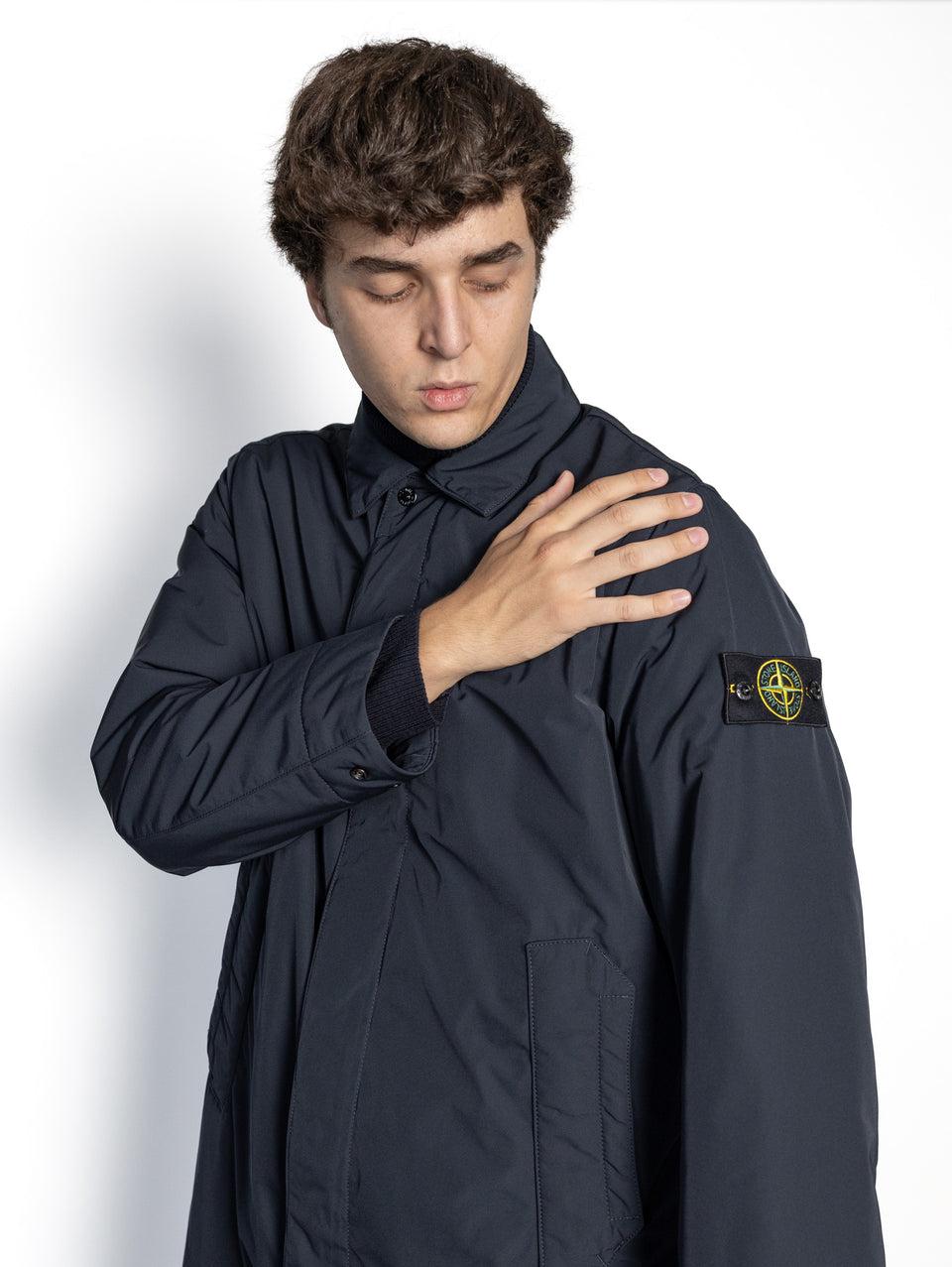STONE ISLAND Cappotto in Micro Twill con Imbottitura Blu Vendita Economica