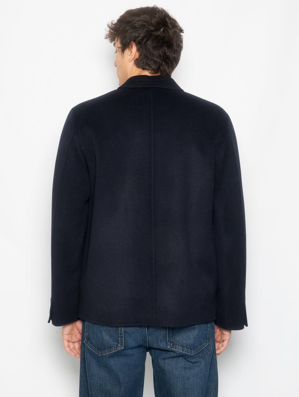AMARANTO Giacca Worker in Cashmere e Lana Navy In Saldo