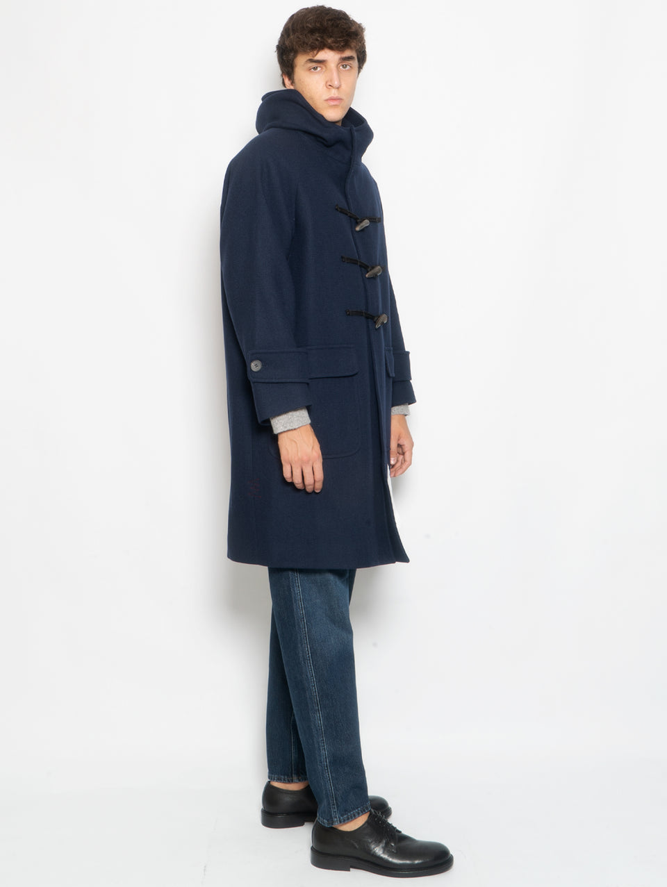 AMARANTO Cappotto Montgomery Lungo in Twill Navy Nuova