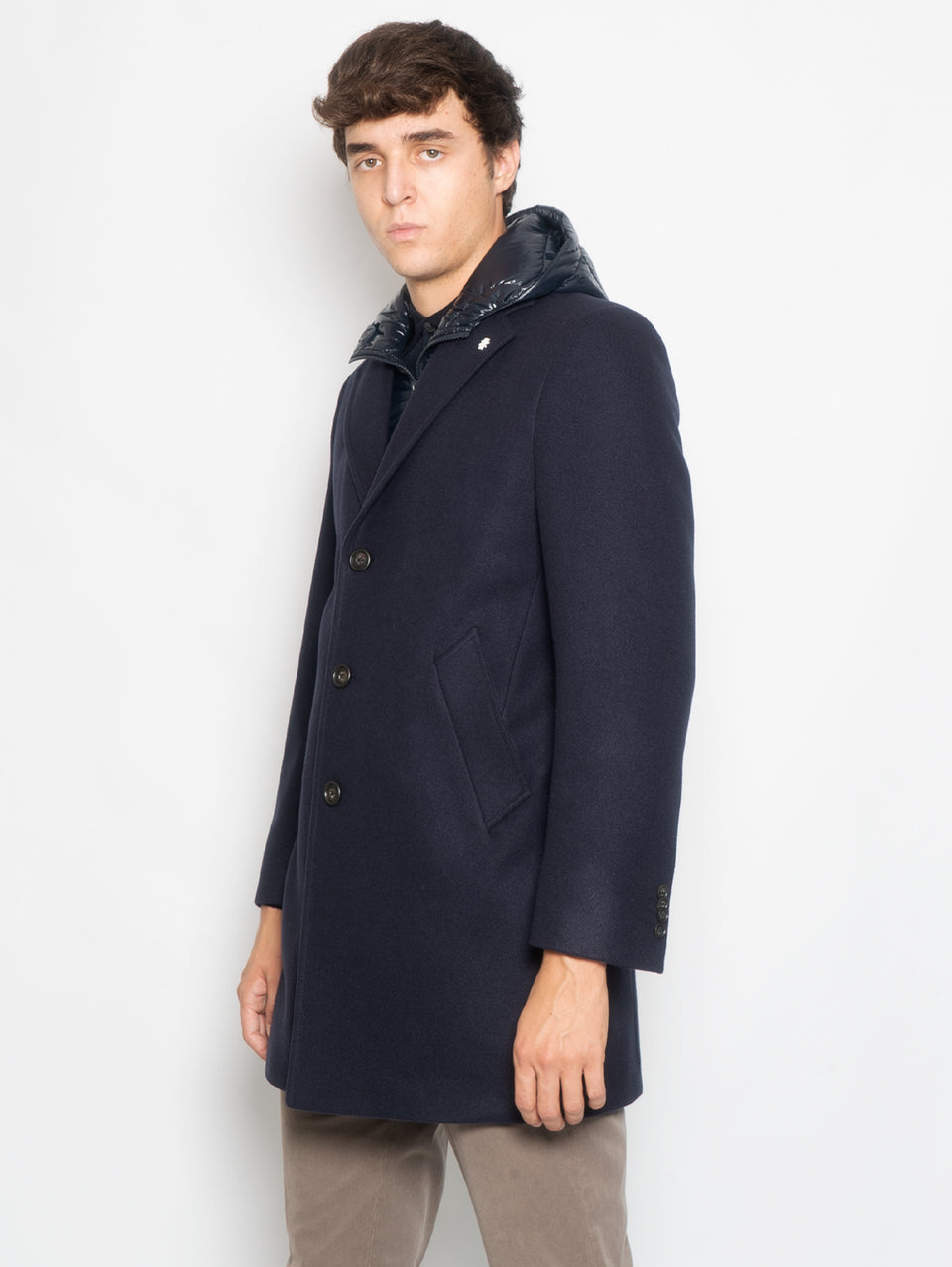 MANUEL RITZ Cappotto con Pettorina e Cappuccio Staccabile Blu 2025