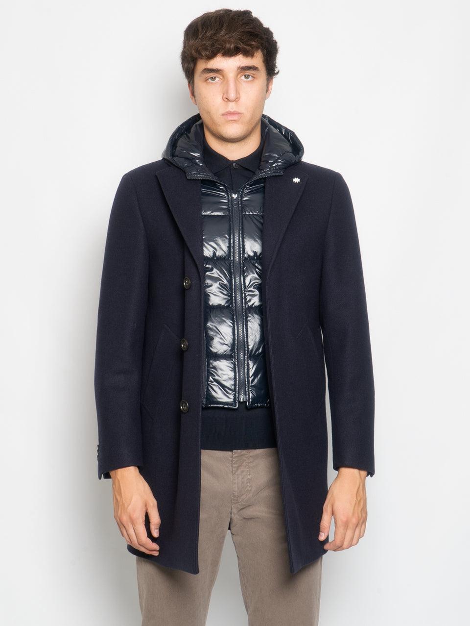 MANUEL RITZ Cappotto con Pettorina e Cappuccio Staccabile Blu 2025