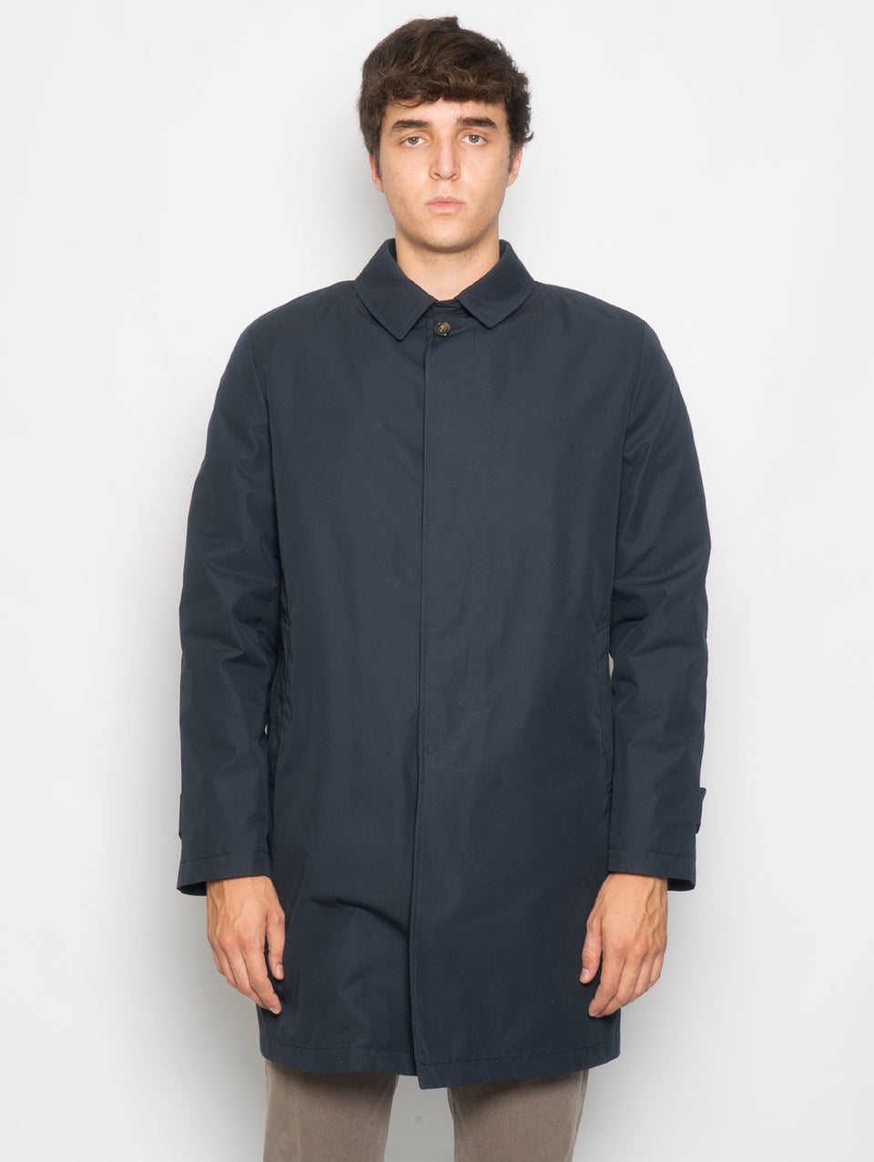 L'IMPERMEABILE Cappotto Car Coat con Interno in Lana Martin Blu Italy