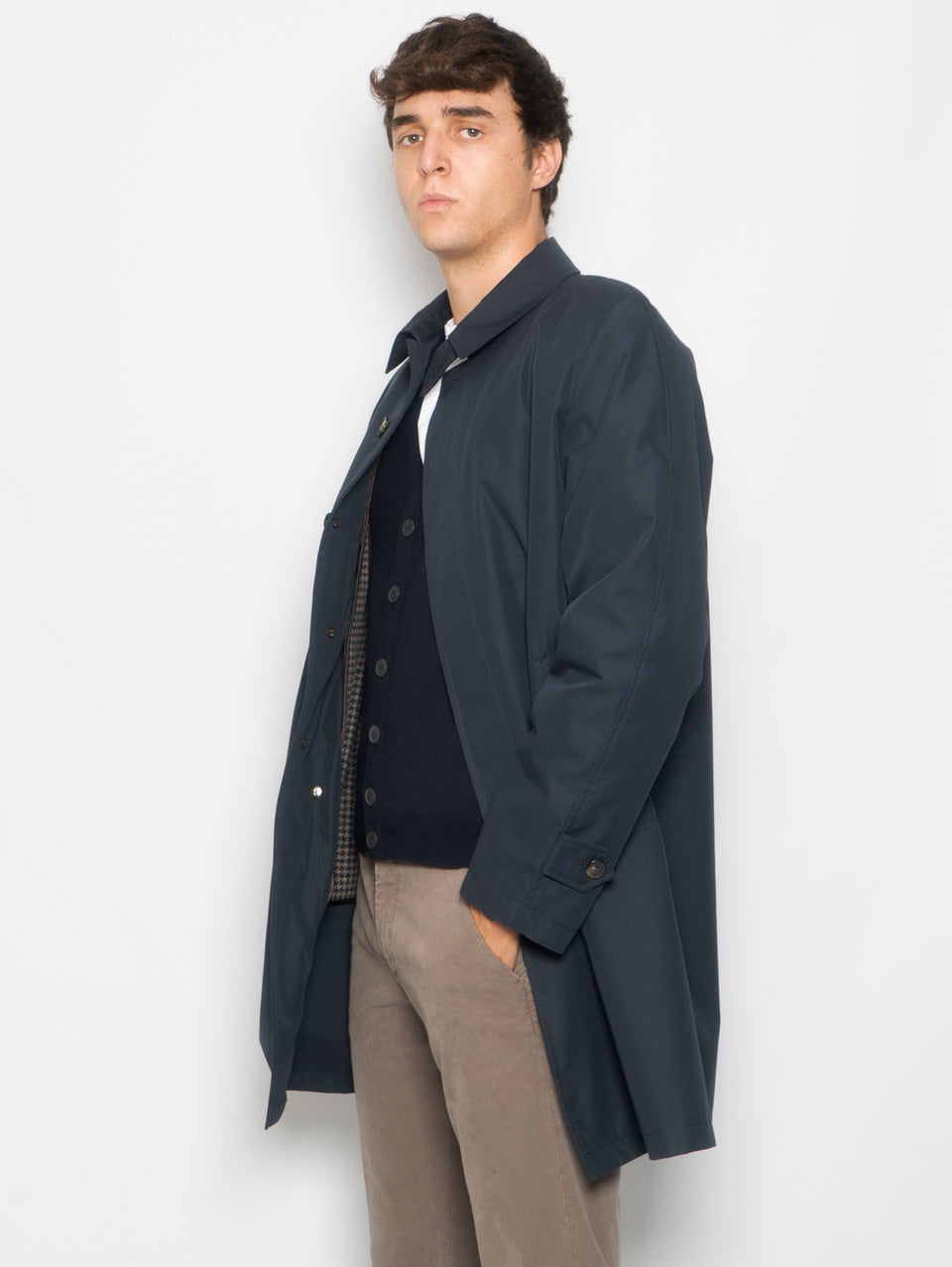 L'IMPERMEABILE Cappotto Car Coat con Interno in Lana Martin Blu Italy