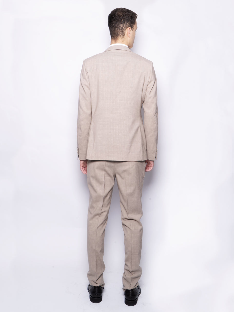 PAOLONI Completo in Lana Fiammata Stretch Beige Spedizione Gratuita
