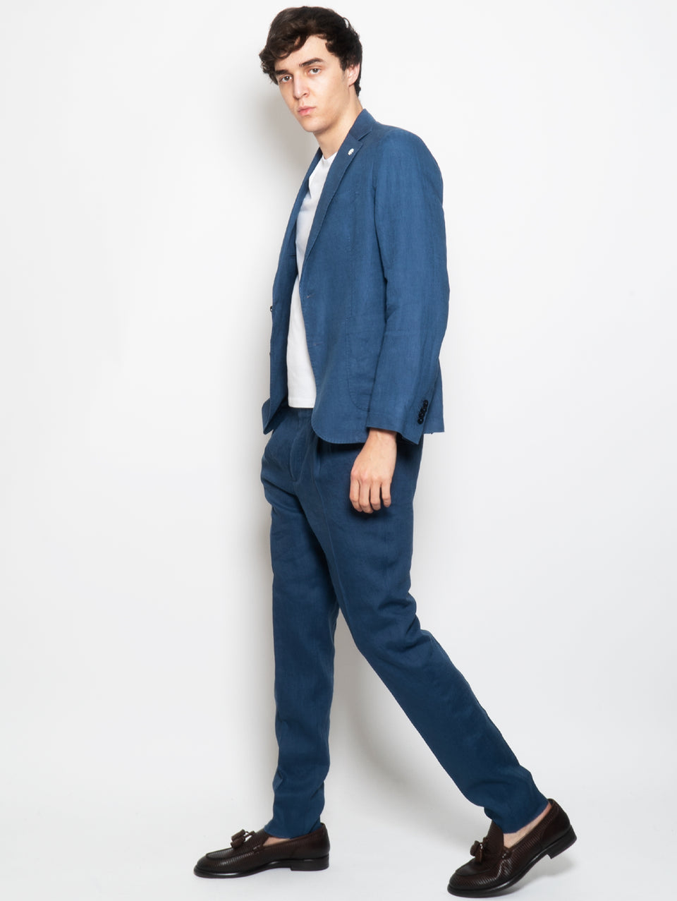 MANUEL RITZ Completo in Lino Lavato Blu Chiaro Sconto