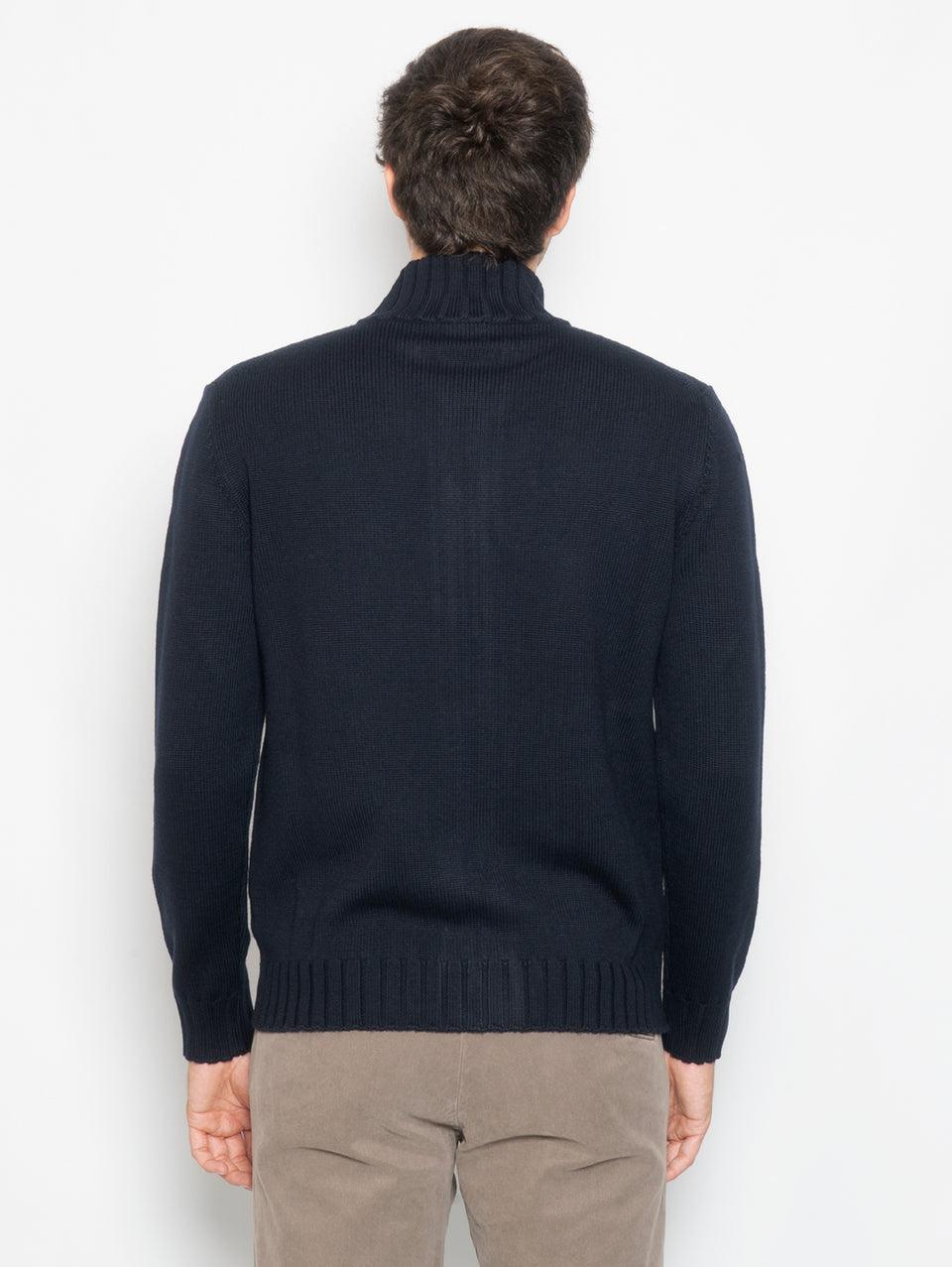 ALPHA STUDIO Cardigan in Maglia Full Zip Blu Saldi