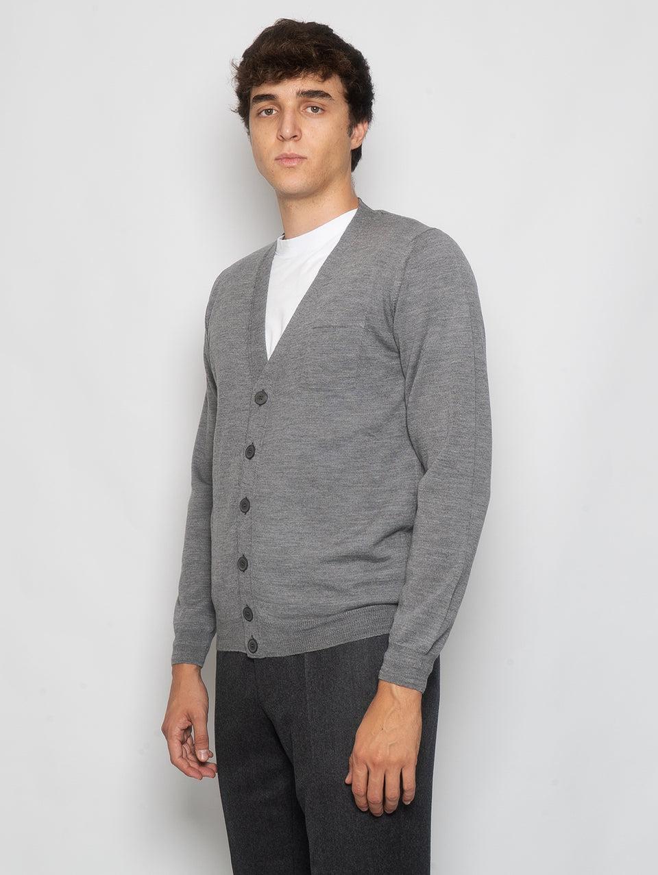 ALPHA STUDIO Cardigan con Taschino in Merinos Grigio Offerte
